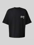 REVIEW Oversized T-Shirt mit Label-Print in Black, Größe S