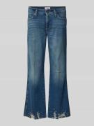 Cambio Flared Cut Jeans in verkürzter Passform im Used-Look in Blau, G...