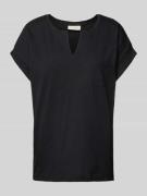 FREE/QUENT T-Shirt mit Brusttasche Modell 'Viva' in Black, Größe XS