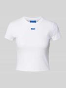 Hugo Blue Cropped T-Shirt mit Label-Patch Modell 'Baby Tee' in Weiss, ...