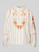 Rich & Royal Bluse mit floralen Stickereien in Offwhite, Größe 36