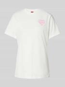 HUGO T-Shirt mit Label-Print in Offwhite, Größe XS