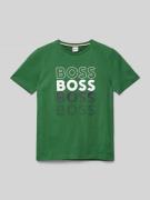 Boss T-Shirt mit Label-Print in Gruen, Größe 152