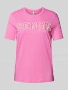 Only T-Shirt mit Perlenbesatz Modell 'NANNA' in Pink, Größe XS