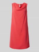 comma Knielanges Kleid mit Wasserfall-Ausschnitt in Rot, Größe 40