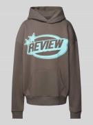 Review Hoodie mit Label-Print in Dunkelgrau, Größe XXS