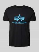 Alpha Industries T-Shirt mit Label-Print in Metallic Blue, Größe XS
