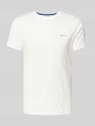 Gant T-Shirt mit Label-Stitching in Offwhite, Größe S