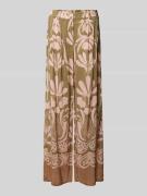 More & More Hose aus Viskose mit floralem Muster in Oliv, Größe 34