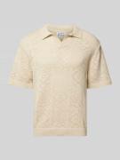 JAKE*S STUDIO MEN Poloshirt mit V-Ausschnitt in Sand, Größe L