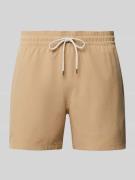 POLO RALPH LAUREN Badehose mit Logo-Stitching Modell 'TRAVELER' in Kha...