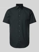 Christian Berg Men Business-Hemd in unifarbenem Design in Black, Größe...