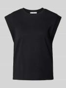 Mango T-Shirt mit geripptem Rundhalsausschnitt Modell 'VIRI' in Black,...