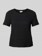 Jake*s Casual T-Shirt mit Strukturmuster in Black, Größe XS