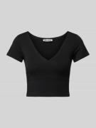 Only Cropped T-Shirt mit Schleifen-Details Modell 'AMY' in Black, Größ...
