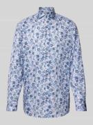 Eterna Modern Fit Business-Hemd mit Allover-Muster in Blau, Größe 40