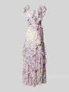 Lauren Ralph Lauren Abendkleid mit floralem Muster und Volants in Rose...
