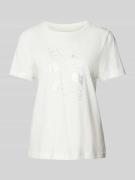 Tom Tailor T-Shirt mit Allover-Print in Offwhite, Größe XS