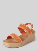 Marco Tozzi Sandalette aus Leder mit Keilabsatz in Orange, Größe 36