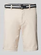 Tom Tailor Slim Fit Chino-Shorts mit Gürtel in Beige, Größe 30