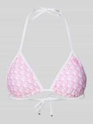 Guess Bikini-Oberteil mit Label-Print in Rose, Größe XS