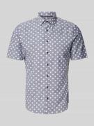 Jake*s Casual Fit Business-Hemd mit Allover-Print in Marine, Größe S