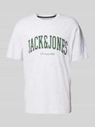 Jack & Jones T-Shirt mit Label-Print Modell 'CYRUS' in Hellgrau Melang...