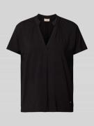 MOS MOSH T-Shirt mit V-Ausschnitt Modell 'Shira' in BLACK, Größe XS