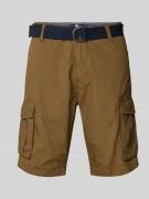 Petrol Regular Fit Cargoshorts mit Gürtel in Khaki, Größe L