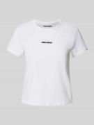 Review T-Shirt mit Label-Stitching in Weiss, Größe XS