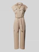 Mango Jumpsuit mit  Stoffgürtel Modell 'QUITA' in Beige, Größe L