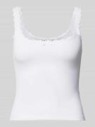 Review Tanktop mit Spitzenbesatz in Weiss, Größe M