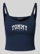 Tommy Jeans Crop Top mit Logo-Stitching in Marine, Größe L