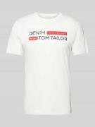 TOM TAILOR DENIM T-Shirt mit Label-Print Modell 'Type H' in Offwhite, ...