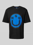 Hugo Blue T-Shirt mit Label-Print Modell 'Nimper' in Black, Größe M