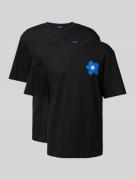 Hugo Blue T-Shirt mit Label- und Motiv-Print Modell 'Noretto' in Black...