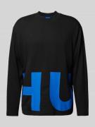 Hugo Blue Longsleeve mit Label-Print Modell 'Nallison' in Black, Größe...