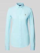 POLO RALPH LAUREN Bluse mit Button-Down-Kragen in Hellblau, Größe M