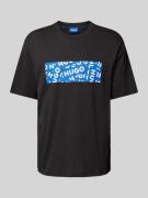 Hugo Blue T-Shirt mit Label-Print Modell 'Nalayo' in Black, Größe L