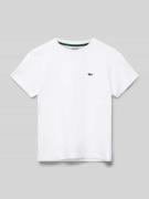 Lacoste T-Shirt mit Logo-Patch in Weiss, Größe 140