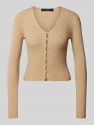 Vero Moda Cropped Strickjacke mit Knopfleiste in Sand, Größe L