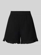 Pieces Shorts mit Rüschenbesatz in Black, Größe L