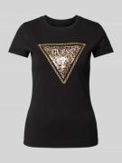 Guess T-Shirt mit Zierperlenbesatz in Black, Größe S