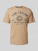 Tom Tailor T-Shirt mit Statement-Print in Mittelbraun, Größe L