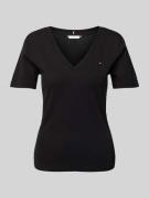 Tommy Hilfiger T-Shirt mit V-Ausschnitt Modell 'NEW SLIM CODY' in Blac...