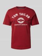 Tom Tailor T-Shirt mit Statement-Print in Bordeaux, Größe L