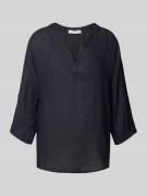 ZABAIONE Bluse aus Leinen mit 3/4-Arm Modell 'LUCIA' in Dunkelblau, Gr...