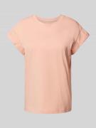 Jake*s Casual T-Shirt mit geripptem Rundhalsausschnitt in Apricot, Grö...