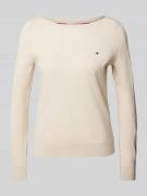 Tommy Hilfiger Strickpullover mit U-Boot-Ausschnitt in Beige, Größe XS