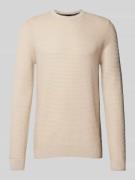 JOOP! Collection Strickpullover mit gerippten Abschlüssen in Offwhite,...